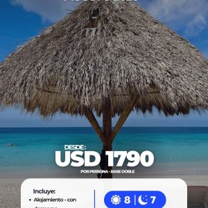 Aruba 7 días con playas paradisíacas, mar turquesa y paisajes tropicales del Caribe.