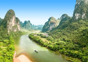 Paisaje del río Li en Guilin China Viaje de Beijing a Hong Kong
